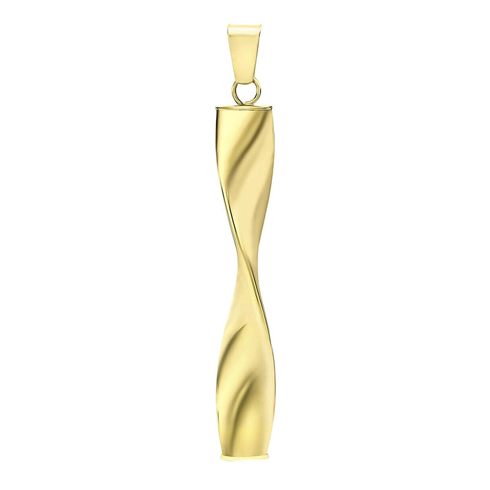 9K Yellow Gold 6mm X 44mm Twist Drop Pendant 7188495 1