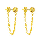 9K Yellow Gold 6mm Diamond Cut Ball and Drop Stud Earrings