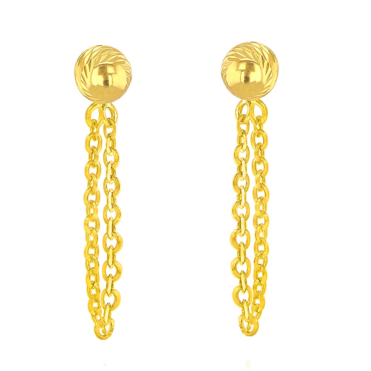 9K Yellow Gold 6mm Diamond Cut Ball and Drop Stud Earrings 8894735 1