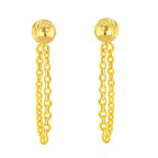 9K Yellow Gold 6mm Diamond Cut Ball and Drop Stud Earrings