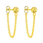 9K Yellow Gold 6mm Diamond Cut Ball and Drop Stud Earrings