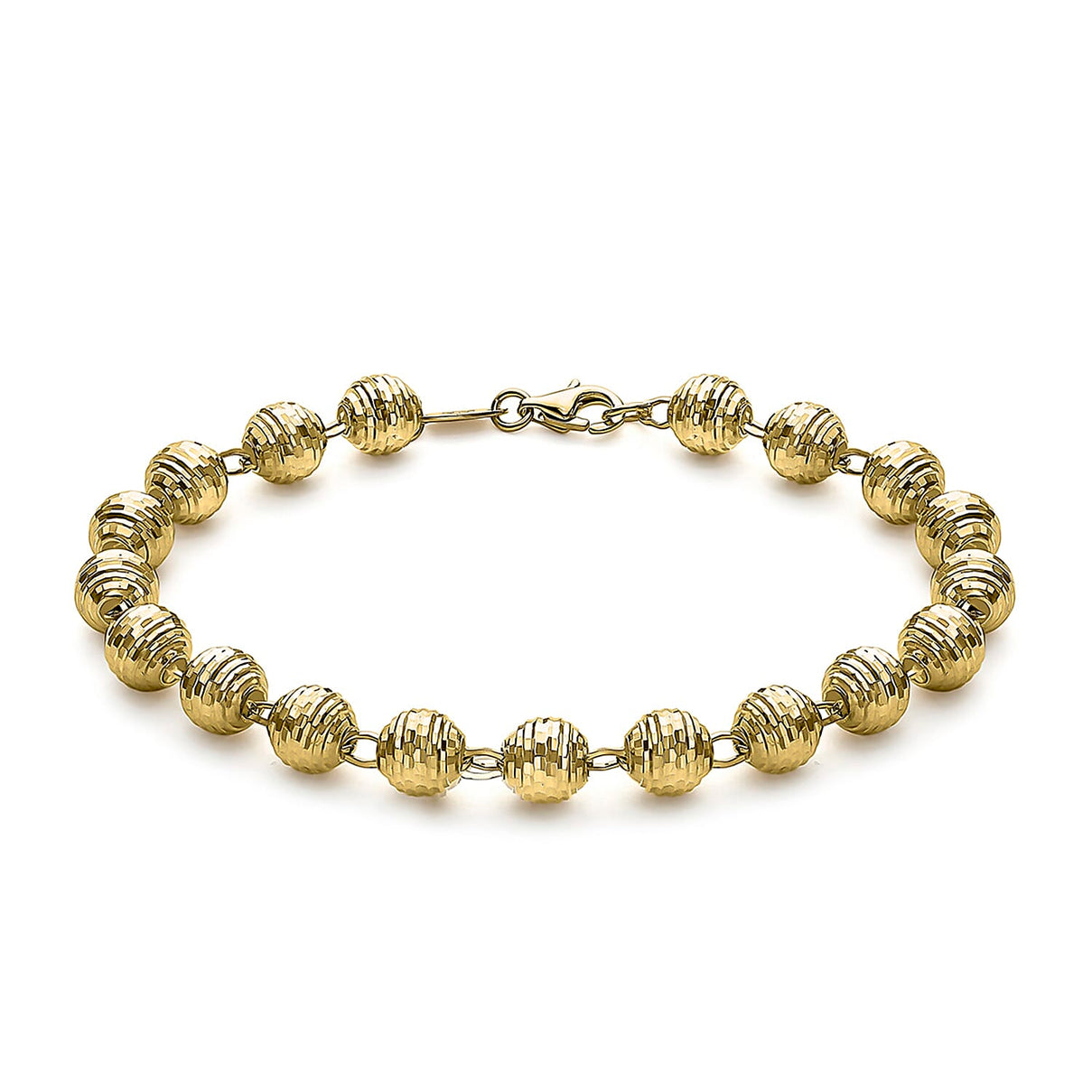 9K Yellow Gold 6mm Diamond Cut Balls Bracelet 7.5 Inch 8894688 0