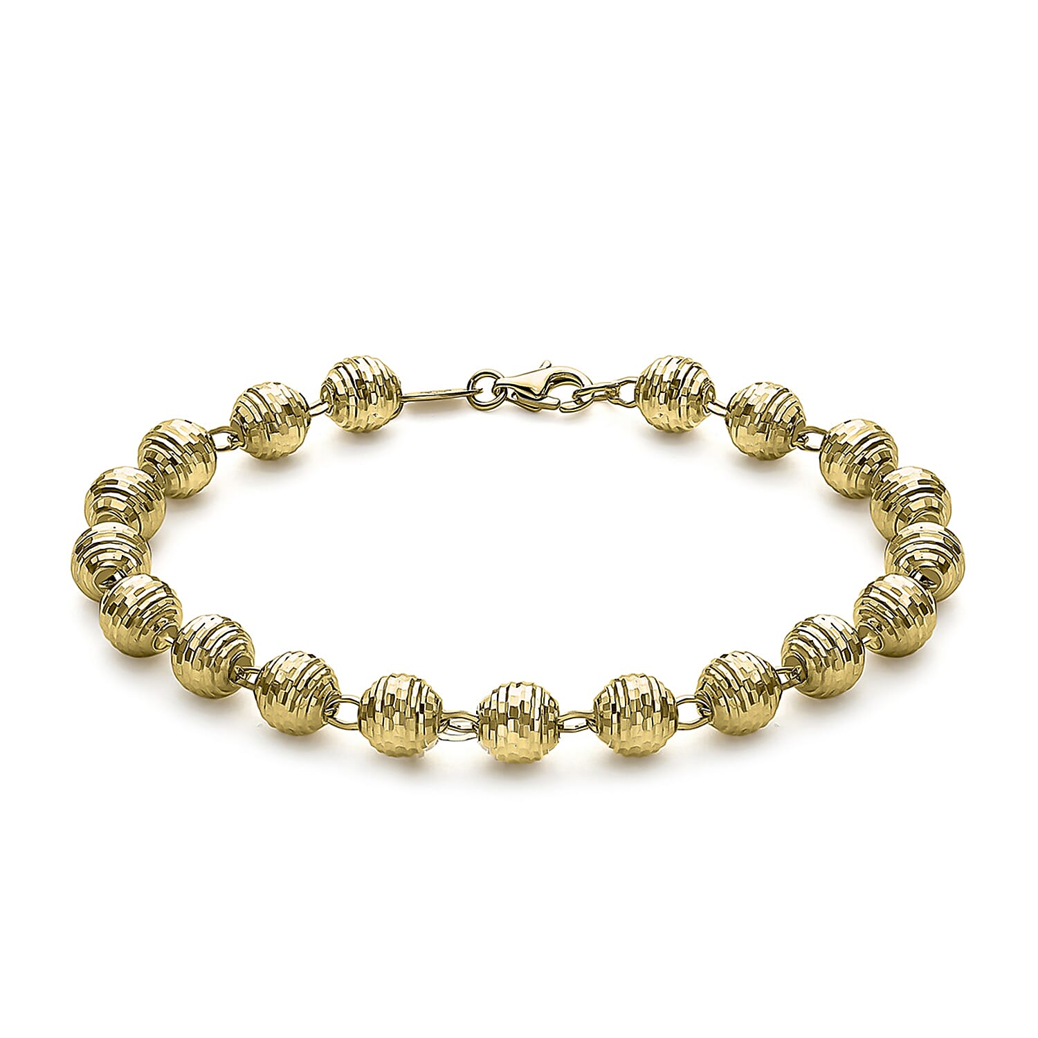 9K Yellow Gold 6mm Diamond Cut Balls Bracelet 7.5 Inch 8894688 0
