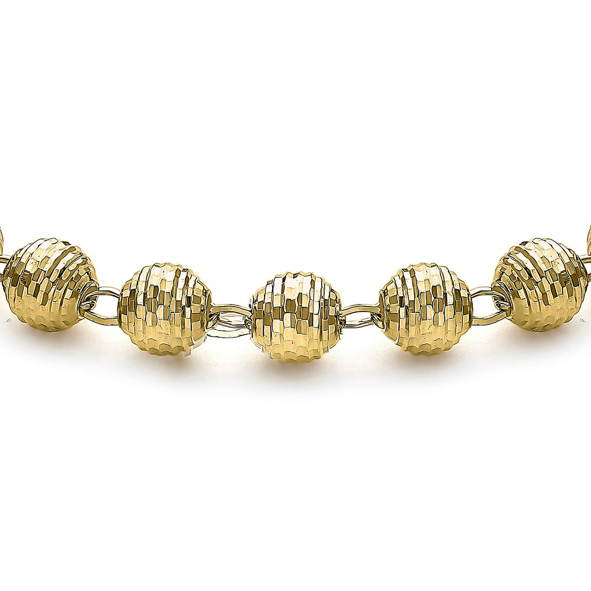 9K Yellow Gold 6mm Diamond Cut Balls Bracelet 7.5 Inch 8894688 1