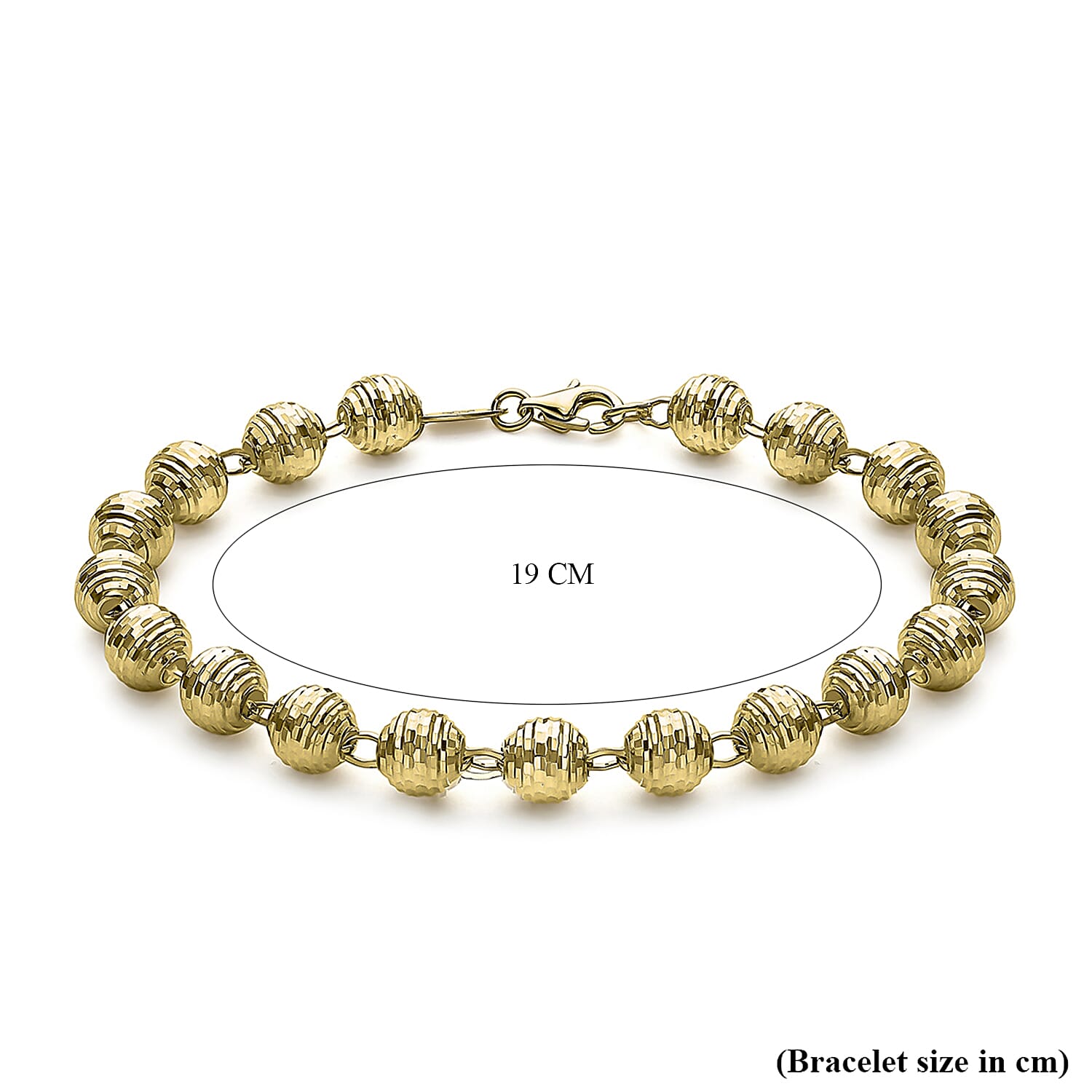9K Yellow Gold 6mm Diamond Cut Balls Bracelet 7.5 Inch 8894688 3