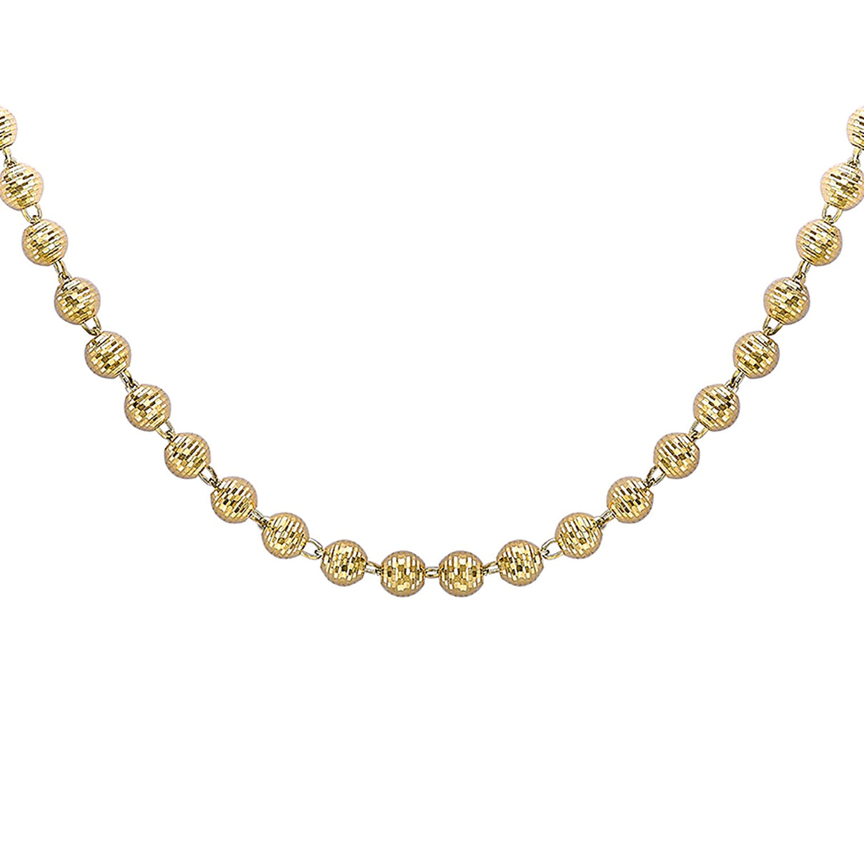 9K Yellow Gold 6mm Diamond Cut Balls Necklace 22 Inch 7189783 1