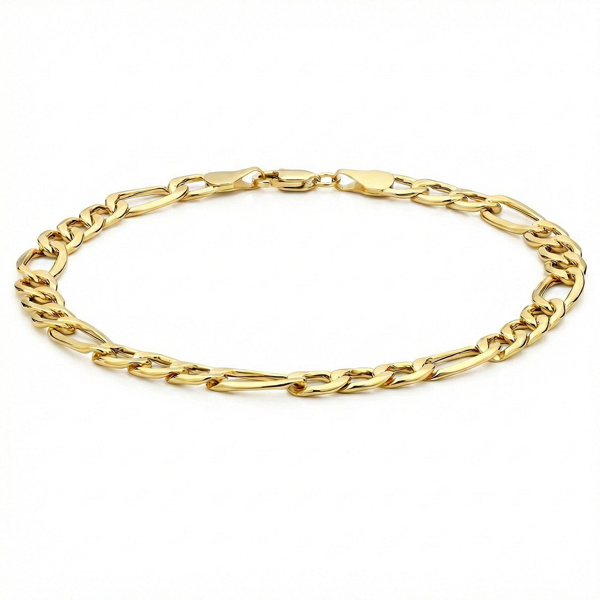 9K Yellow Gold 6mm Hollow Diamond Cut Figaro Bracelet 8.2 Inch 7193425 0
