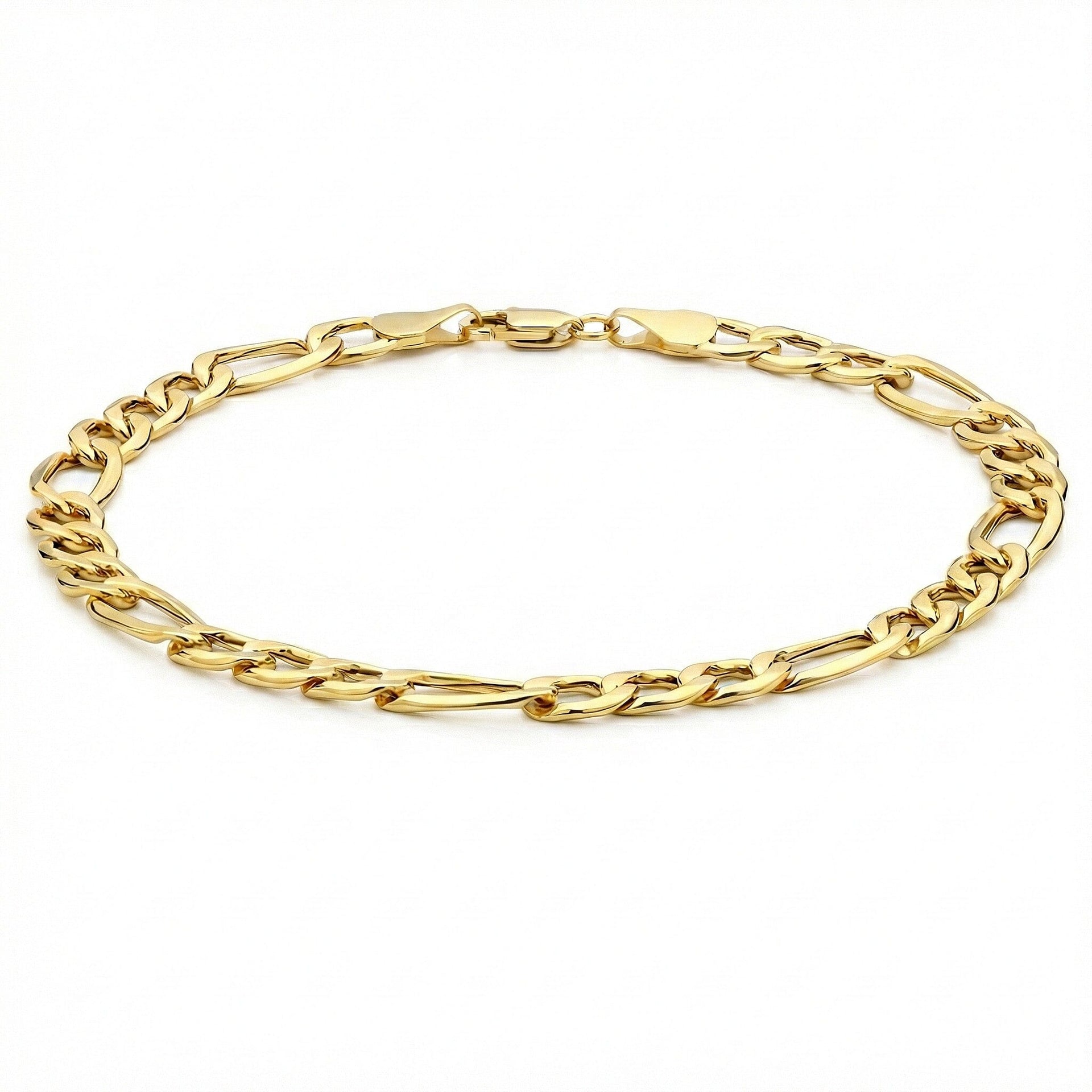 9K Yellow Gold 6mm Hollow Diamond Cut Figaro Bracelet 8.2 Inch 7193425 0