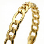 9K Yellow Gold 6mm Hollow Diamond Cut Figaro Bracelet 8.2 Inch