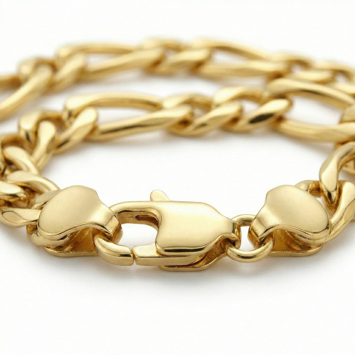 9K Yellow Gold 6mm Hollow Diamond Cut Figaro Bracelet 8.2 Inch 7193425 4