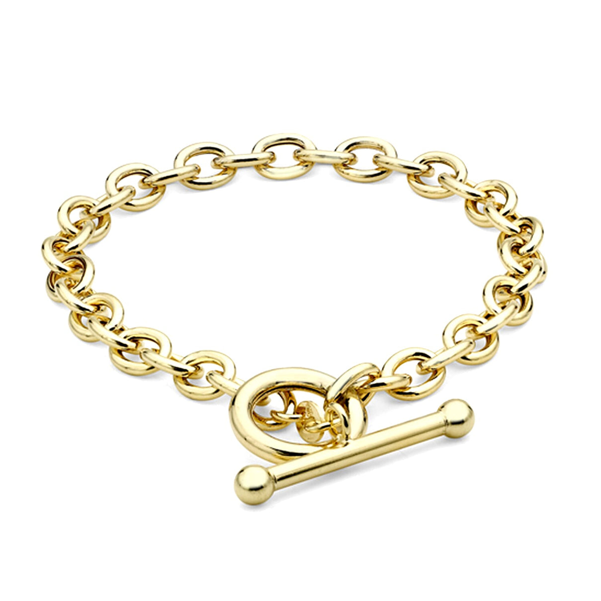 9K Yellow Gold 6mm Oval Link T Bar Belcher Bracelet 8 Inch 7078124 0