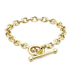 9K Yellow Gold 6mm Oval Link T Bar Belcher Bracelet 8 Inch