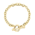 9K Yellow Gold 6mm Oval Link T Bar Belcher Bracelet 8 Inch
