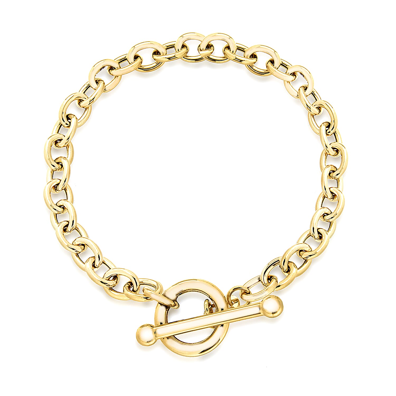 9K Yellow Gold 6mm Oval Link T Bar Belcher Bracelet 8 Inch 7078124 1