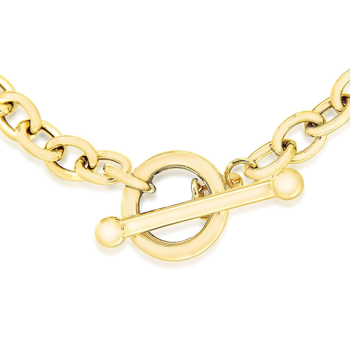 9K Yellow Gold 6mm Oval Link T Bar Belcher Bracelet 8 Inch 7078124 2