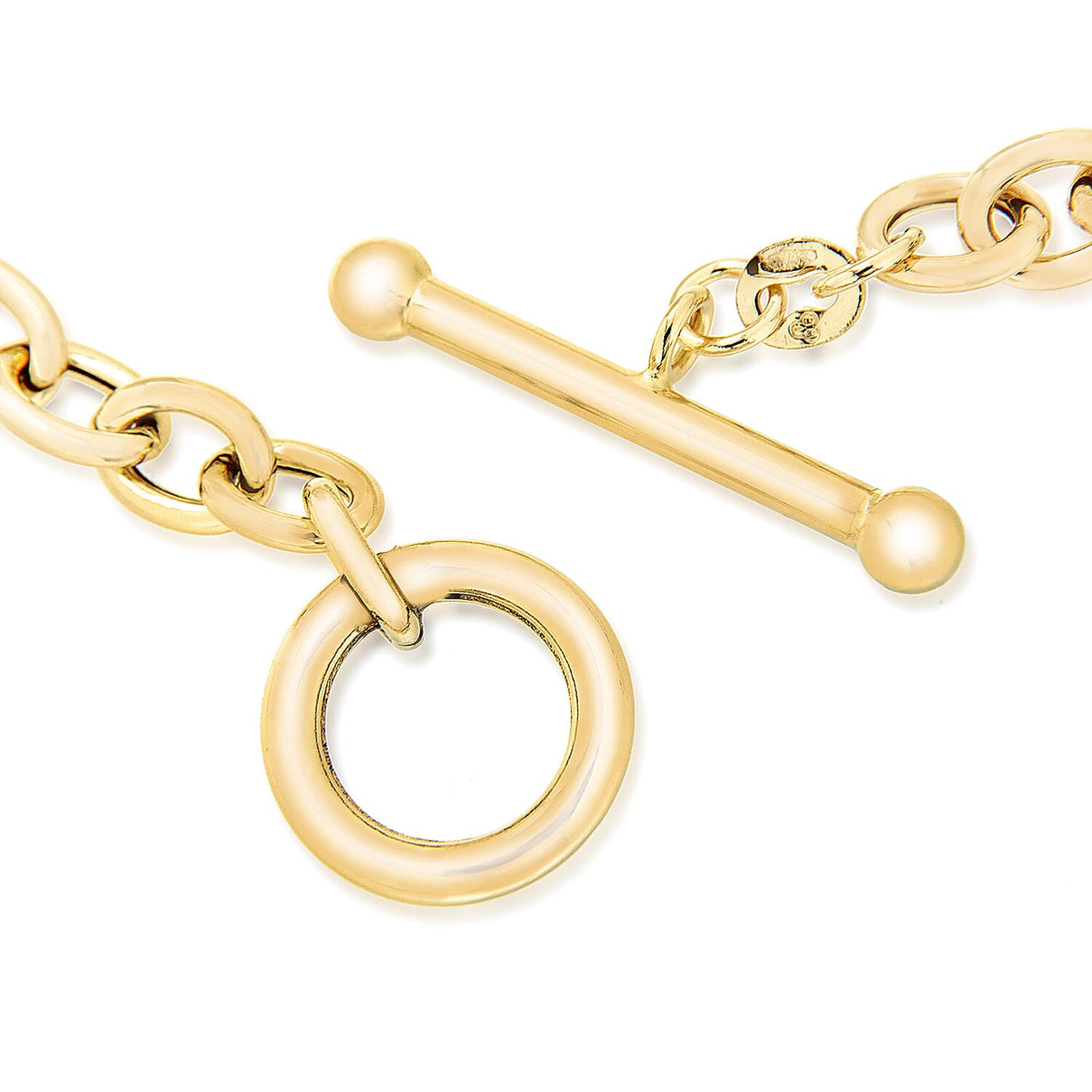 9K Yellow Gold 6mm Oval Link T Bar Belcher Bracelet 8 Inch 7078124 3