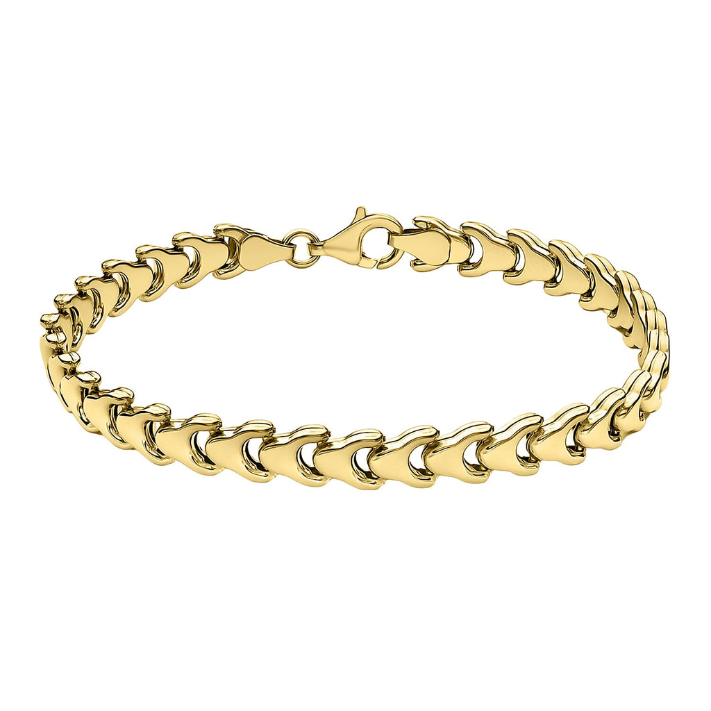 9K Yellow Gold 6mm Stamped Fancy Link Bracelet 7.5 Inch
