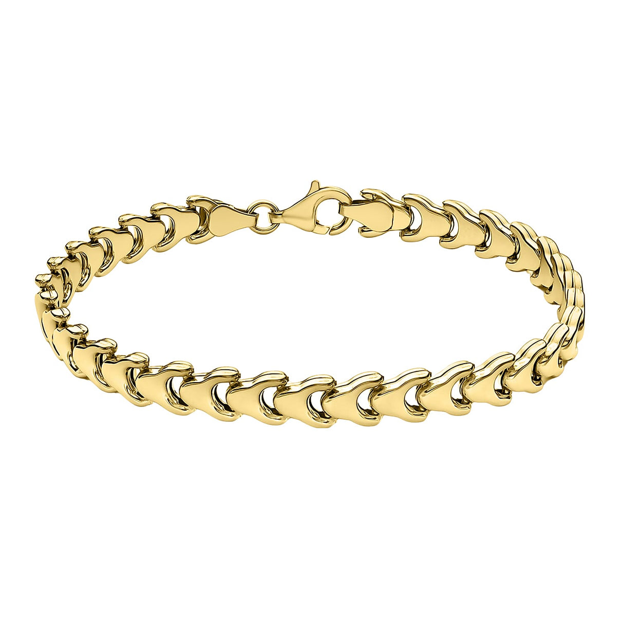 9K Yellow Gold 6mm Stamped Fancy Link Bracelet 7.5 Inch 8894651 0