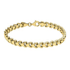 9K Yellow Gold 6mm Stamped Fancy Link Bracelet 7.5 Inch