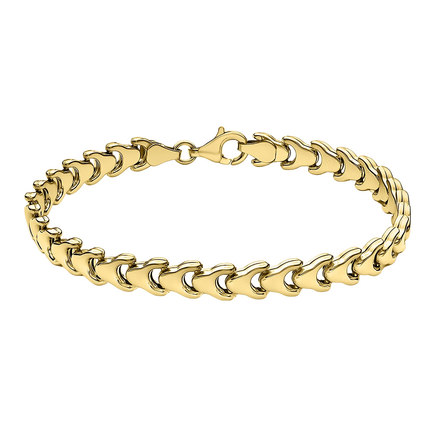 9K Yellow Gold 6mm Stamped Fancy Link Bracelet 7.5 Inch 8894651 0
