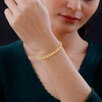 9K Yellow Gold 6mm Stamped Fancy Link Bracelet 7.5 Inch