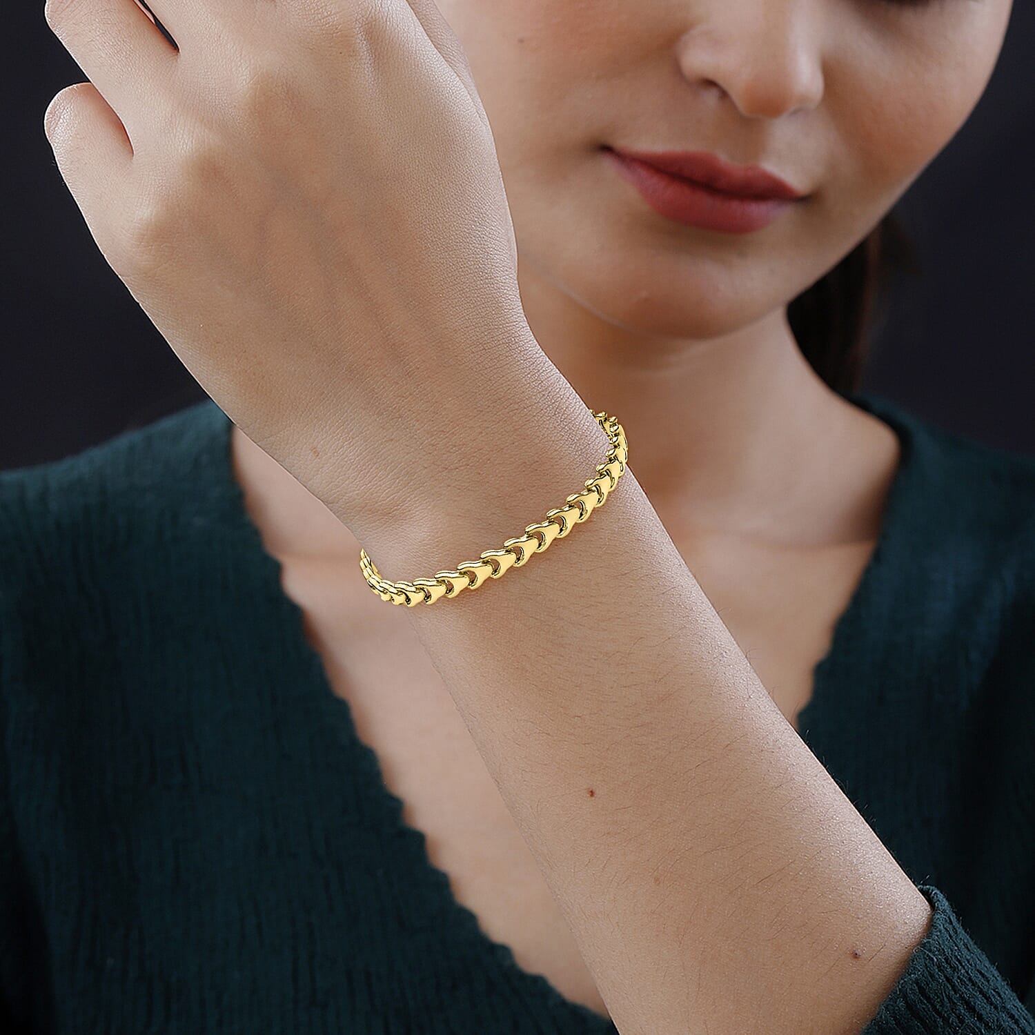 9K Yellow Gold 6mm Stamped Fancy Link Bracelet 7.5 Inch 8894651 1