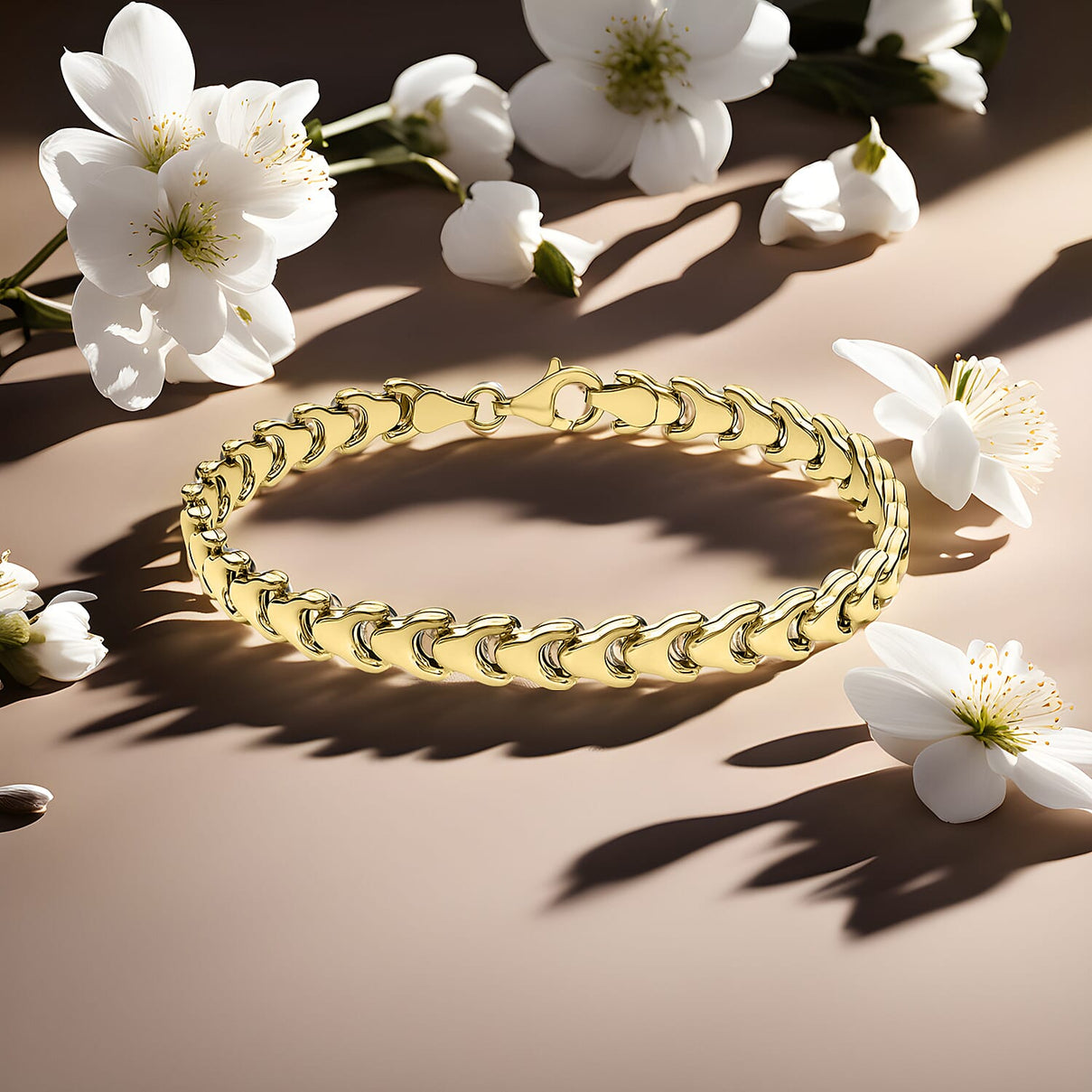 9K Yellow Gold 6mm Stamped Fancy Link Bracelet 7.5 Inch 8894651 2