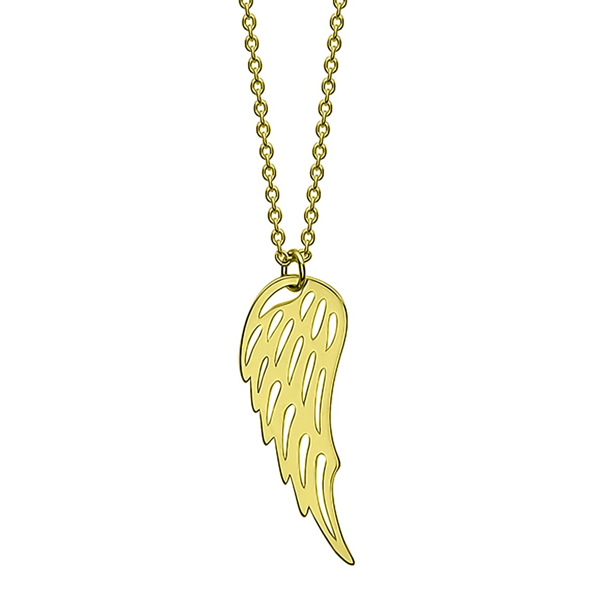 9K Yellow Gold 7.5mm x 20.5mm Cutout Angel Wing Adjustable Necklace 16 - 17 Inch 7251199 0