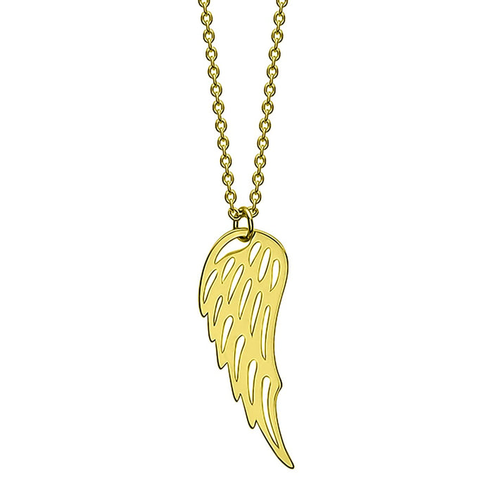 9K Yellow Gold 7.5mm x 20.5mm Cutout Angel Wing Adjustable Necklace 16 - 17 Inch 7251199 1