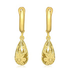 9K Yellow Gold 7.5mm x 28mm Floral Teardrop Earrings