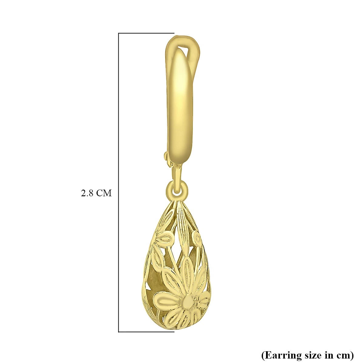 9K Yellow Gold 7.5mm x 28mm Floral Teardrop Earrings 8894719 3