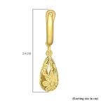 9K Yellow Gold 7.5mm x 28mm Floral Teardrop Earrings
