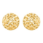 9K Yellow Gold 7.5mm Diamond Cut Pyramid Button Stud Earrings