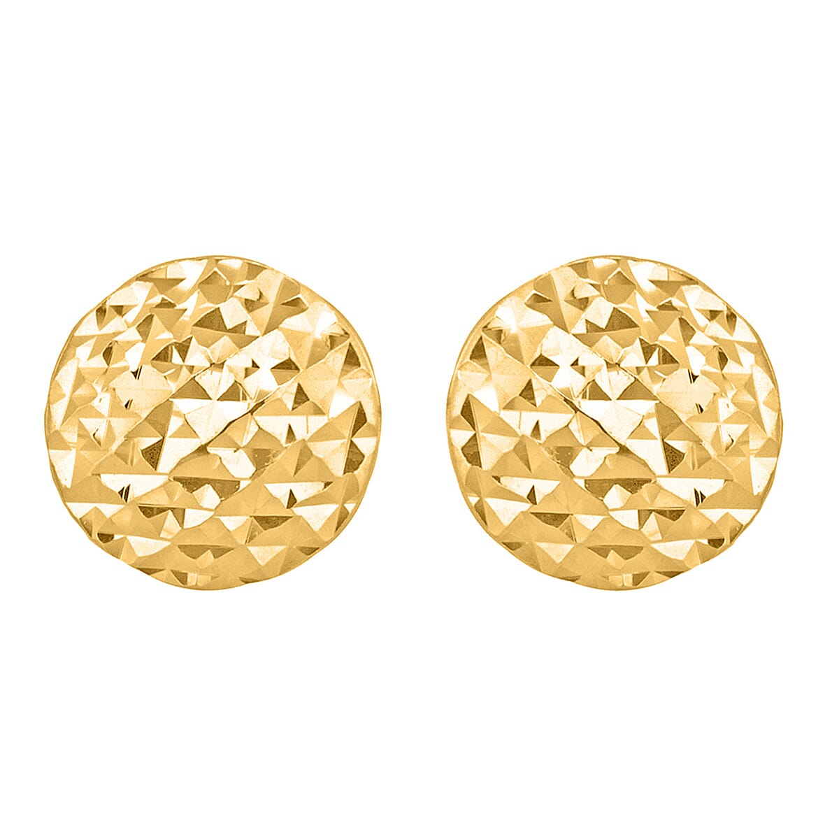 9K Yellow Gold 7.5mm Diamond Cut Pyramid Button Stud Earrings 8894732 0