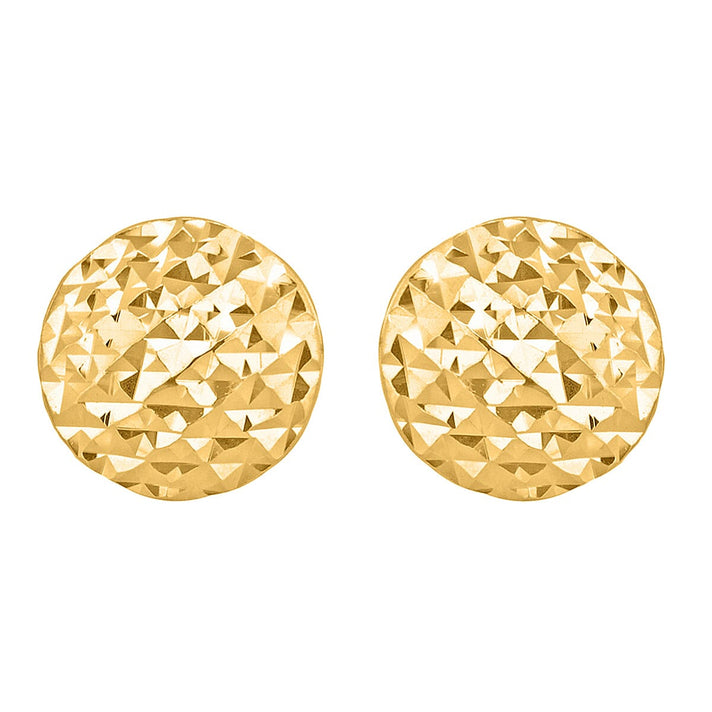 9K Yellow Gold 7.5mm Diamond Cut Pyramid Button Stud Earrings 8894732 1