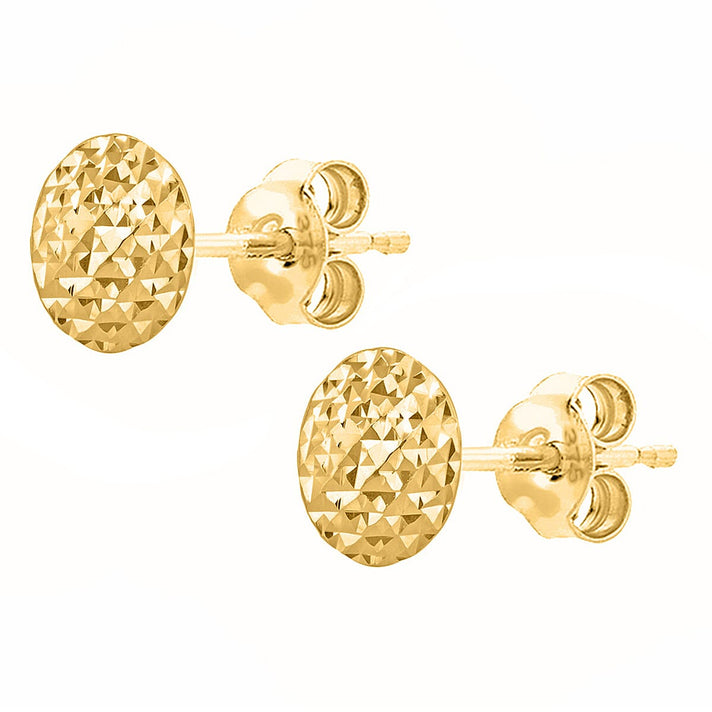 9K Yellow Gold 7.5mm Diamond Cut Pyramid Button Stud Earrings 8894732 2
