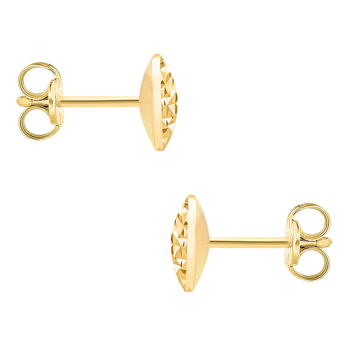 9K Yellow Gold 7.5mm Diamond Cut Pyramid Button Stud Earrings 8894732 2