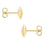 9K Yellow Gold 7.5mm Diamond Cut Pyramid Button Stud Earrings