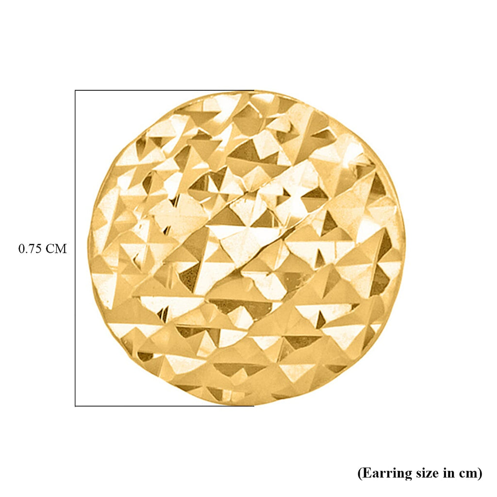 9K Yellow Gold 7.5mm Diamond Cut Pyramid Button Stud Earrings