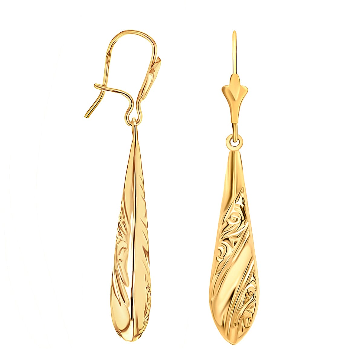 9K Yellow Gold 7MM X 36MM Embossed Drop Earrings 1.6 grams 6092964 0