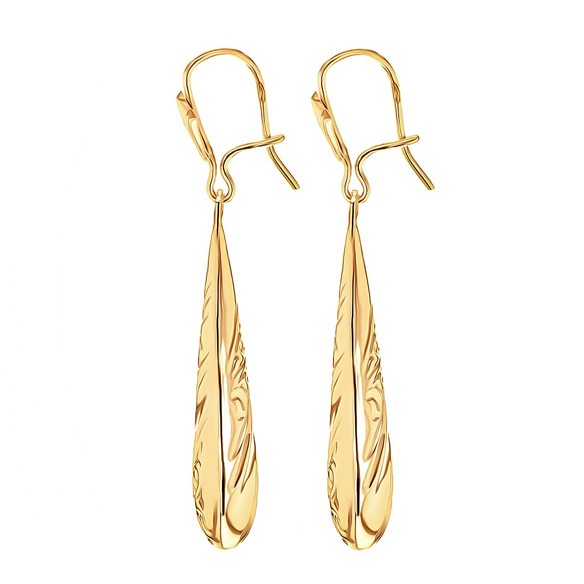 9K Yellow Gold 7MM X 36MM Embossed Drop Earrings 1.6 grams 6092964 2
