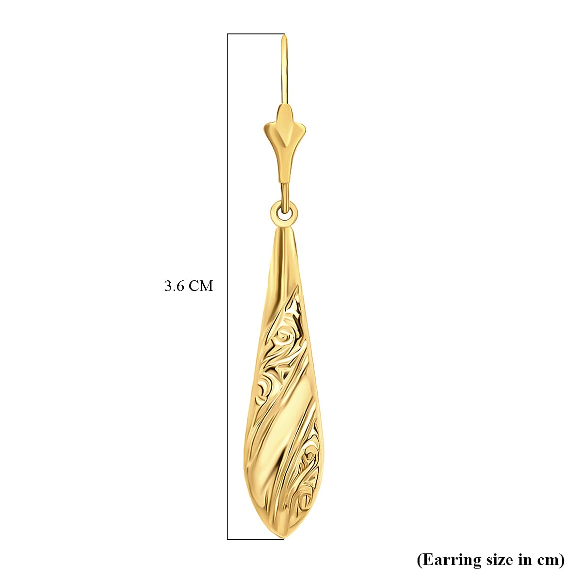 9K Yellow Gold 7MM X 36MM Embossed Drop Earrings 1.6 grams 6092964 3