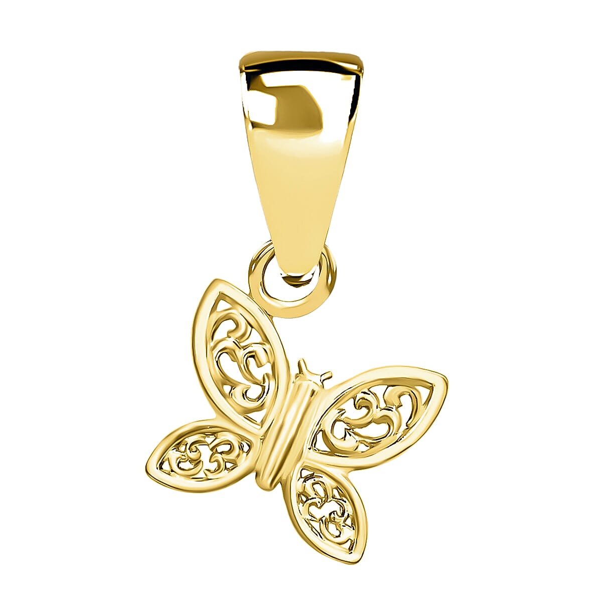 9K Yellow Gold 7mm X 13mm Filigree Butterfly Pendant 7188547 0
