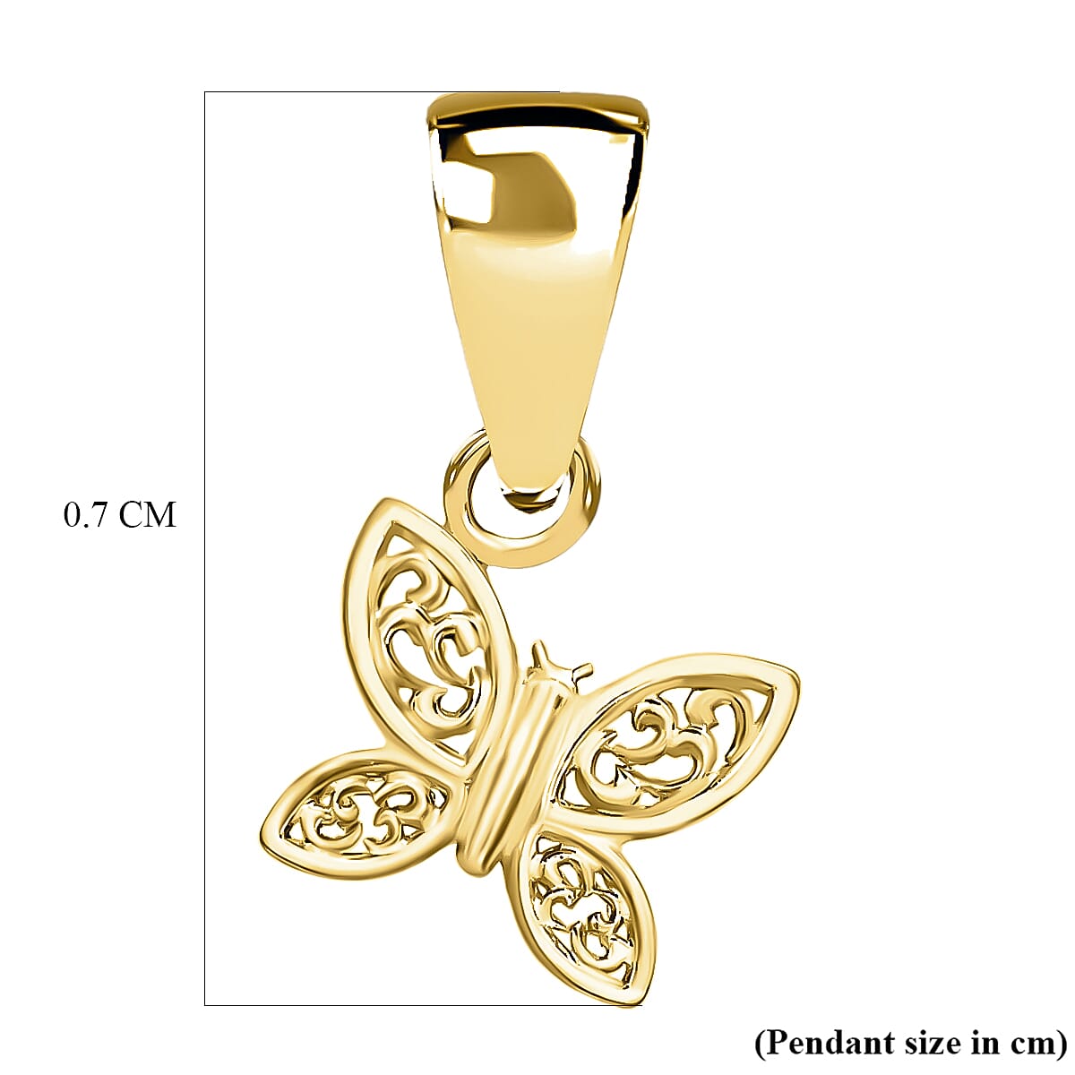 9K Yellow Gold 7mm X 13mm Filigree Butterfly Pendant 7188547 3