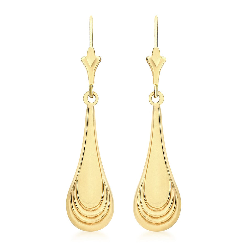 9K Yellow Gold 7mm X 30mm Teardrop Earrings