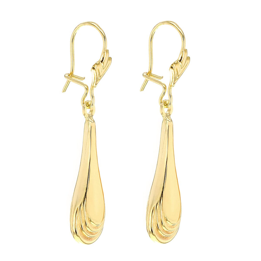 9K Yellow Gold 7mm X 30mm Teardrop Earrings