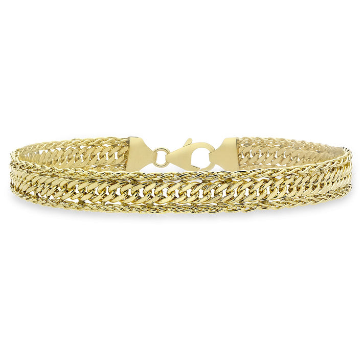 9K Yellow Gold 7mm Diamond Cut Curb Spiga Bracelet 7 Inch 7193090 1