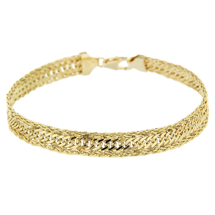 9K Yellow Gold 7mm Diamond Cut Curb Spiga Bracelet 7 Inch 7193090 2