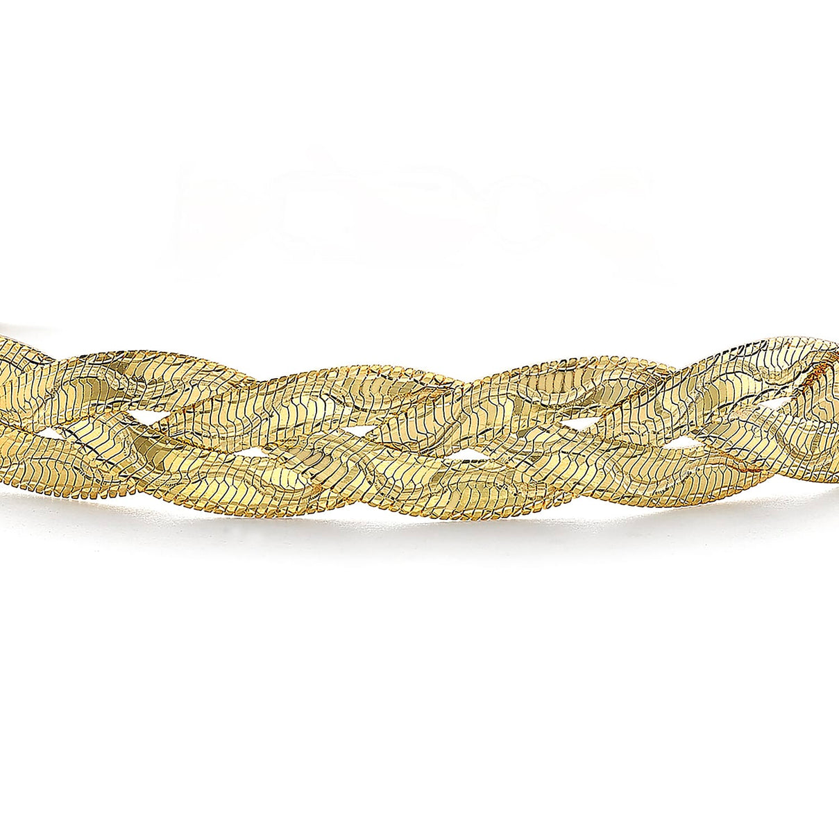 9K Yellow Gold 7mm Diamond Cut Wave Plait Herringbone Bracelet 7 Inch 8894687 1