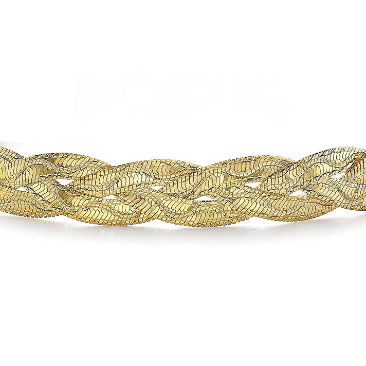 9K Yellow Gold 7mm Diamond Cut Wave Plait Herringbone Bracelet 7 Inch 8894687 2